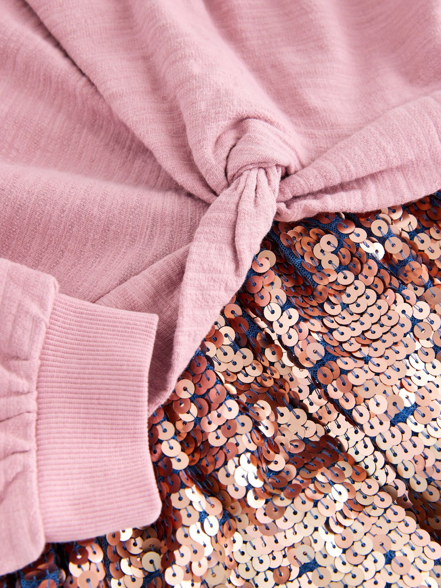 Roze - Jurk met lange mouwen en paillettenrok (3-12jaar)