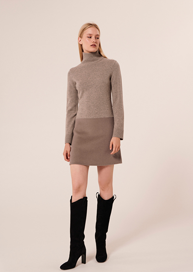 Robe Roussettebeige en laine merinos et alpaga