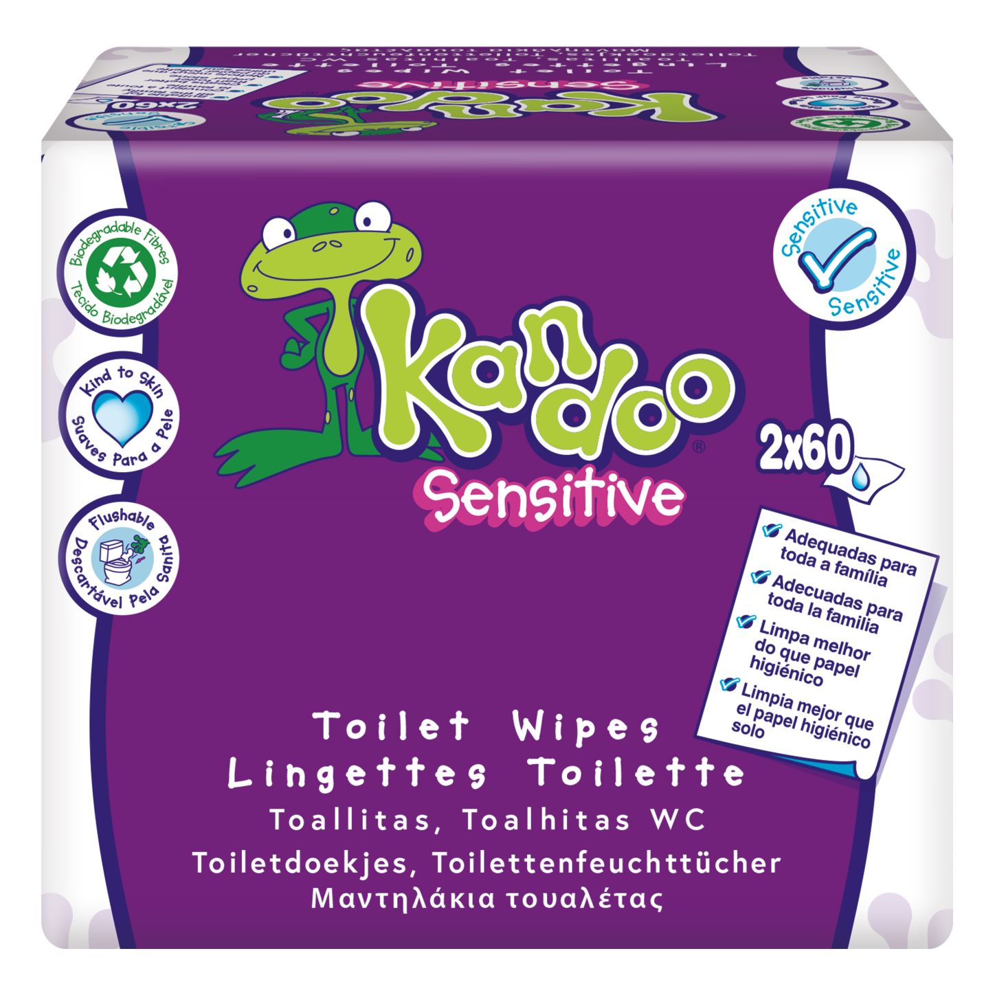 PAPEL HIGIÉNICO KANDOO HÚMIDO SENSITIVE 2X60 UN