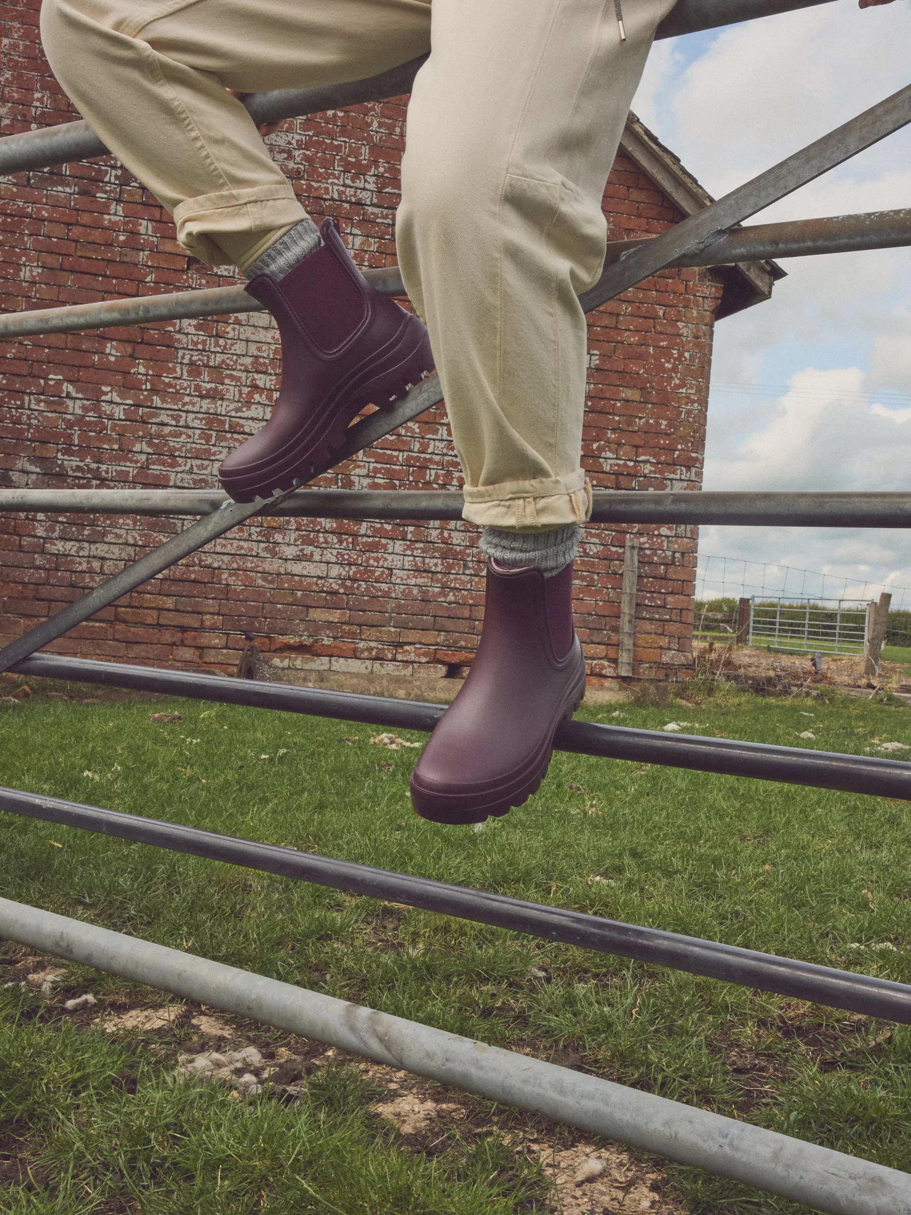 Bordeauxrood - Faux Fur Lined Chelsea Ankle Wellies