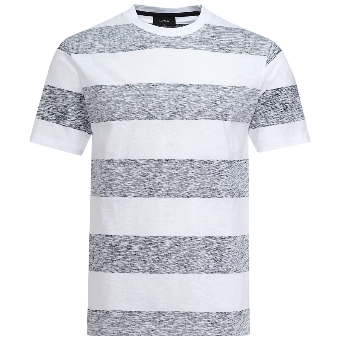 VanVaan Denim Herren T-Shirt mit Blockstreifen dunkelblau / weiss