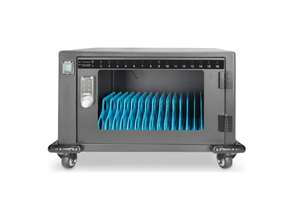 DIGITUS - Vogn med hjul (kun opladning) - for 16 netbooks/tablets - låsbar - sort, RAL 9005 - skærmstørrelse: op til 14