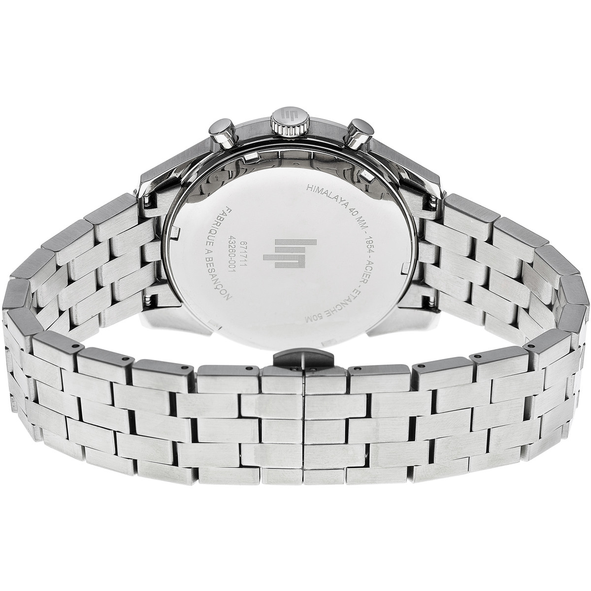 Montre LIP homme chronographe, bracelet métal argent