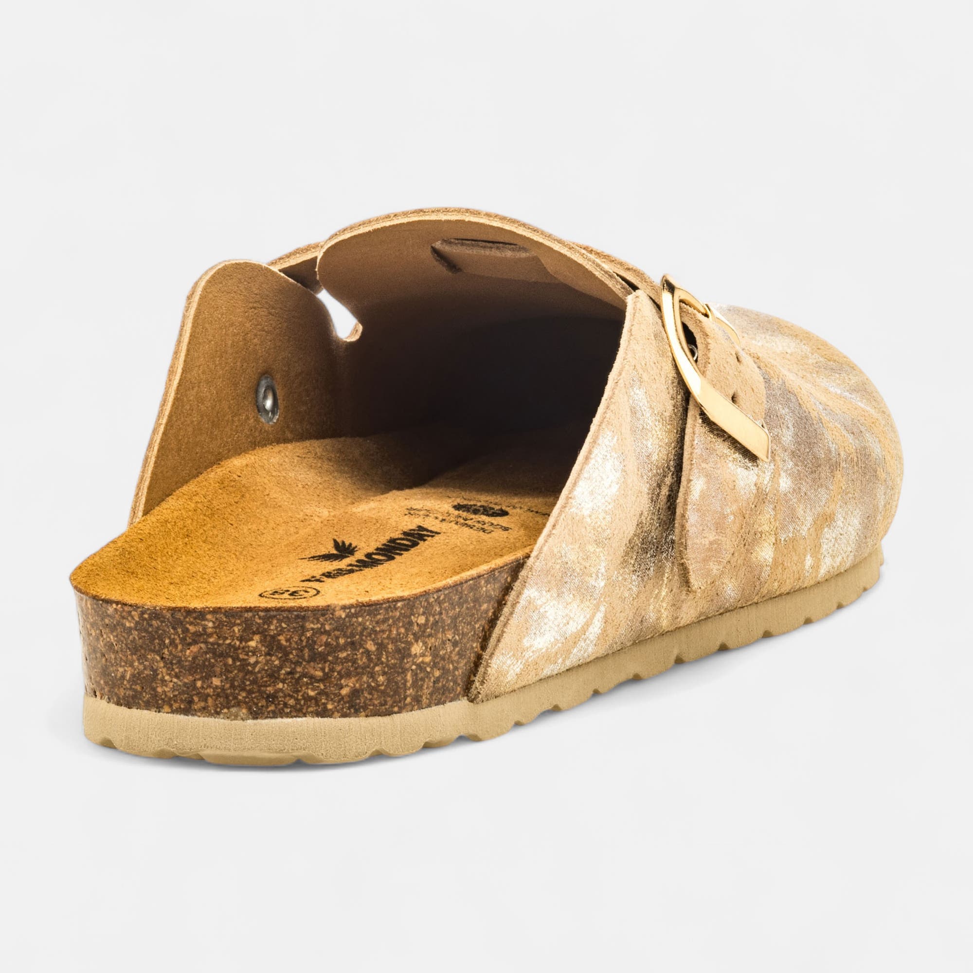 Mules semelle liège Femme en cuir beige