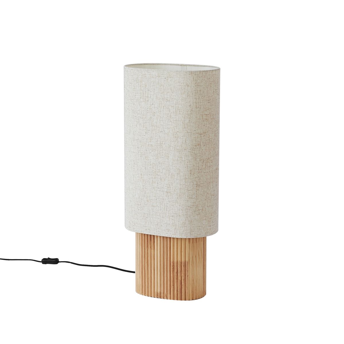 Japandi vloerlamp hout met linnen kap 70cm - Lamel