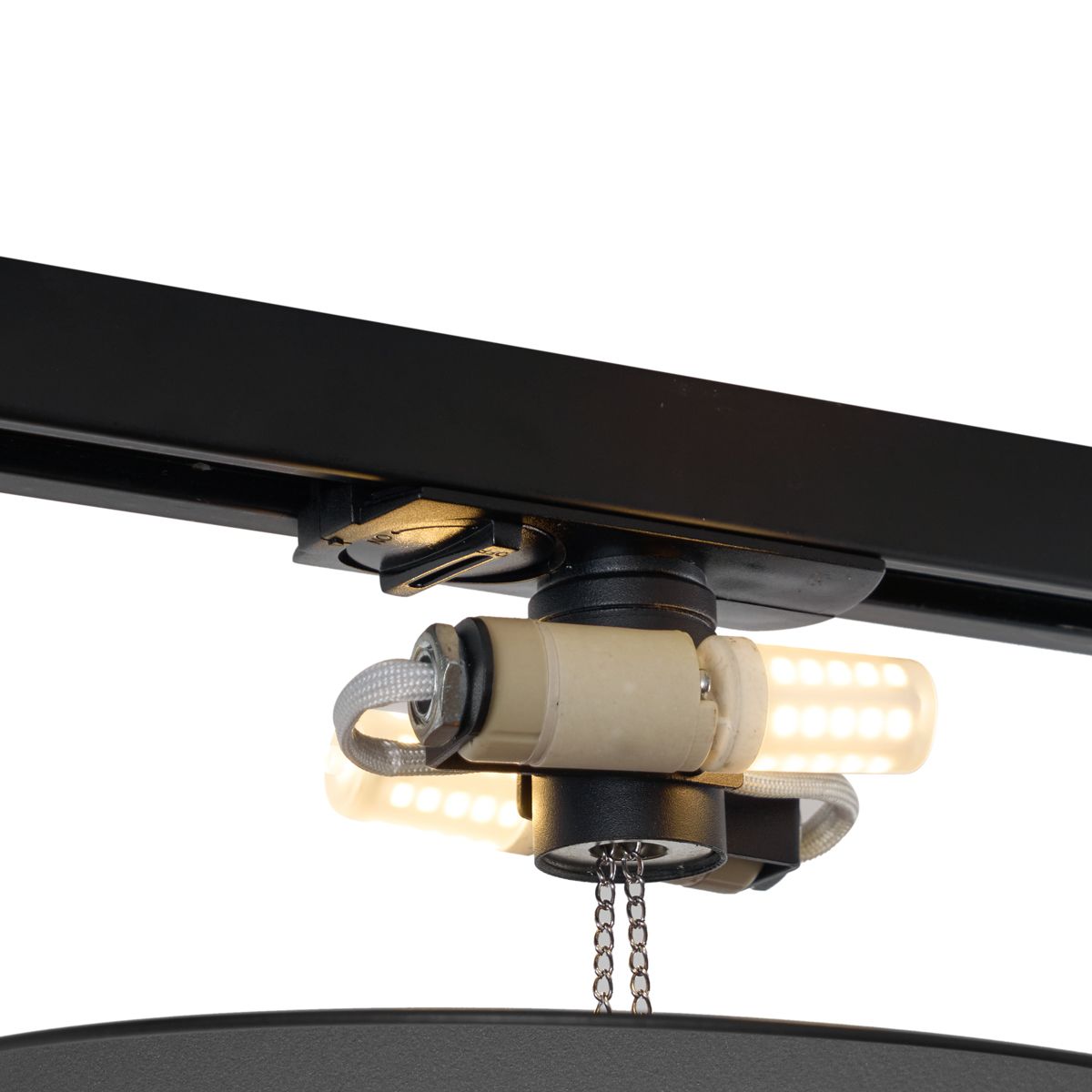Moderne plafondlamp zwart voor railsysteem 1-fase 2-lichts - Iconic Pulley