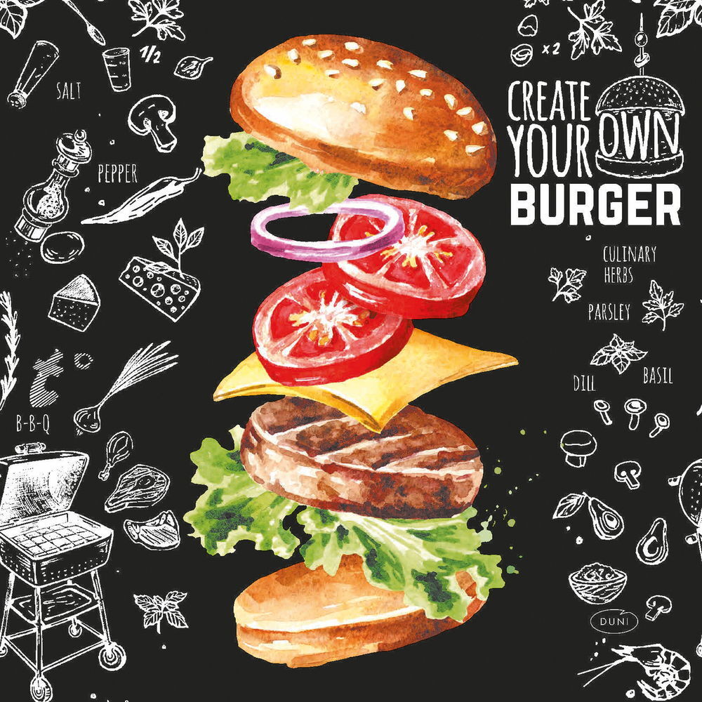 Duni BBQ servetten My Burger 33 x 33 cm 20 stuks