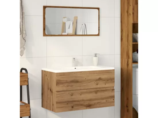 Armoire de salle de bain suspendue chêne artisanal 80x38,5x45cm
