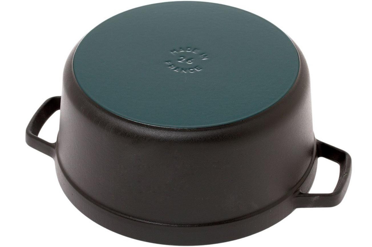 Staub braadpan - cocotte 26cm, 5,2L, zwart met stoominzet