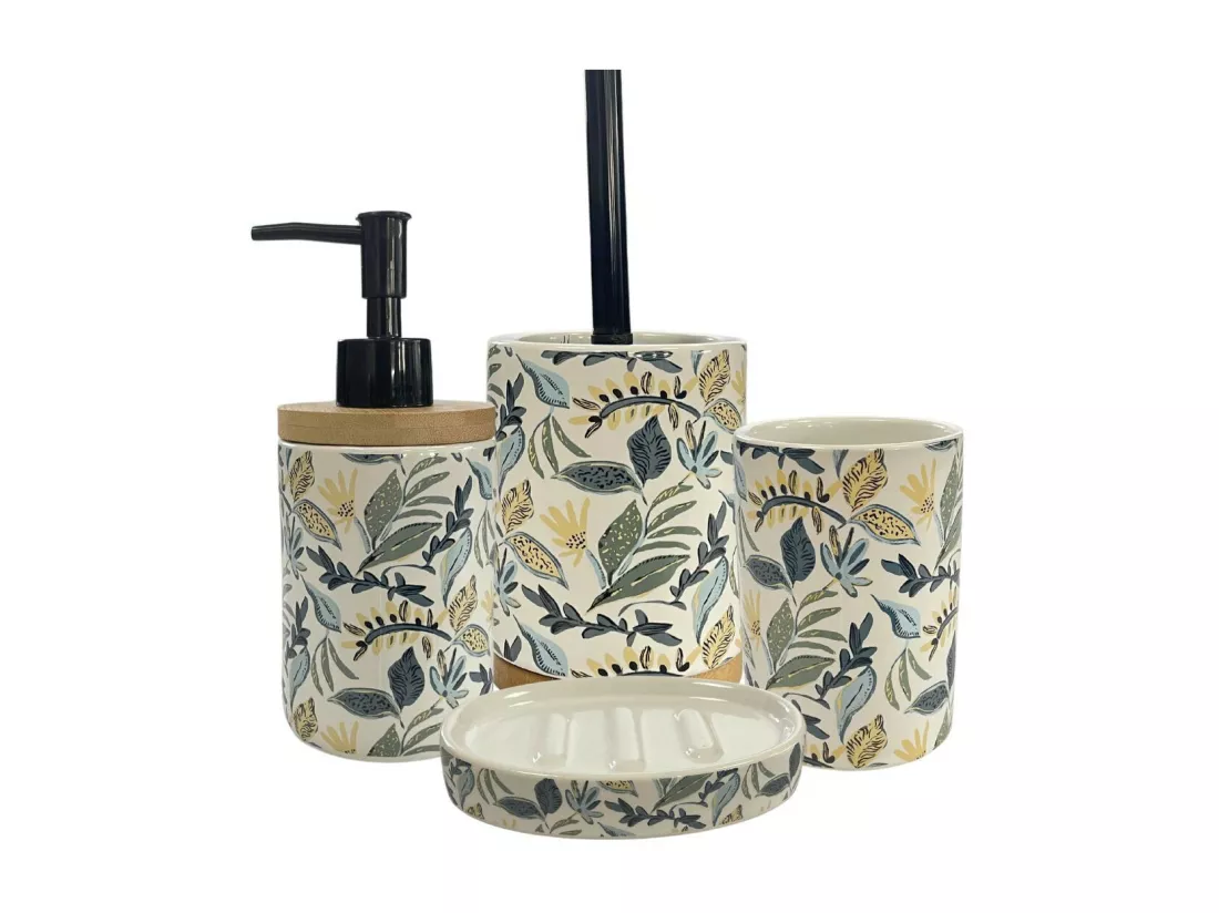Set de salle de bain 4 pièces en céramique bleu