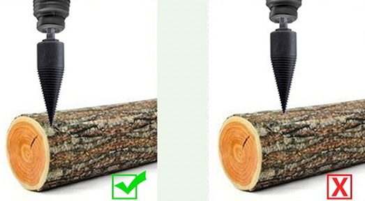 3in1 Holzspalter Bohraufsatz Edelstahl Spaltbrecher Kegeltreiber Werkzeug - Schwarz
