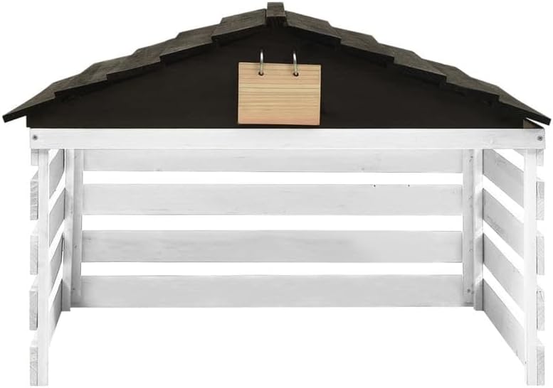 Mähroboter Garage aus Tannenholz - Schwarz und Weiß 78x74x54 cm - Wetterfeste Schutzbox für Gartenroboter - Langlebig & Stilvoll