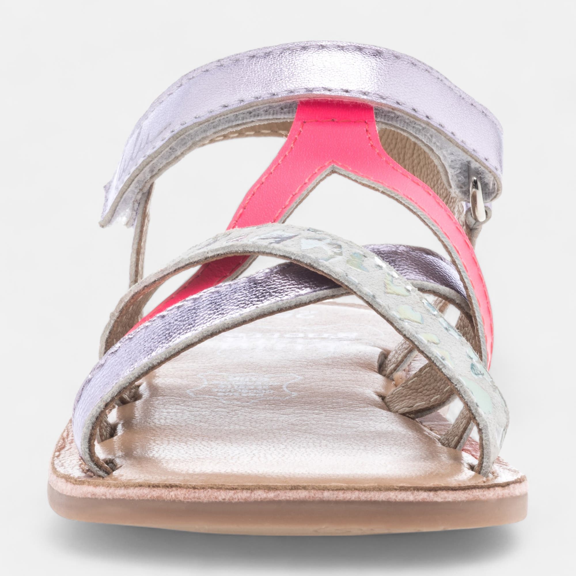 Nu-pieds Fille en cuir rose