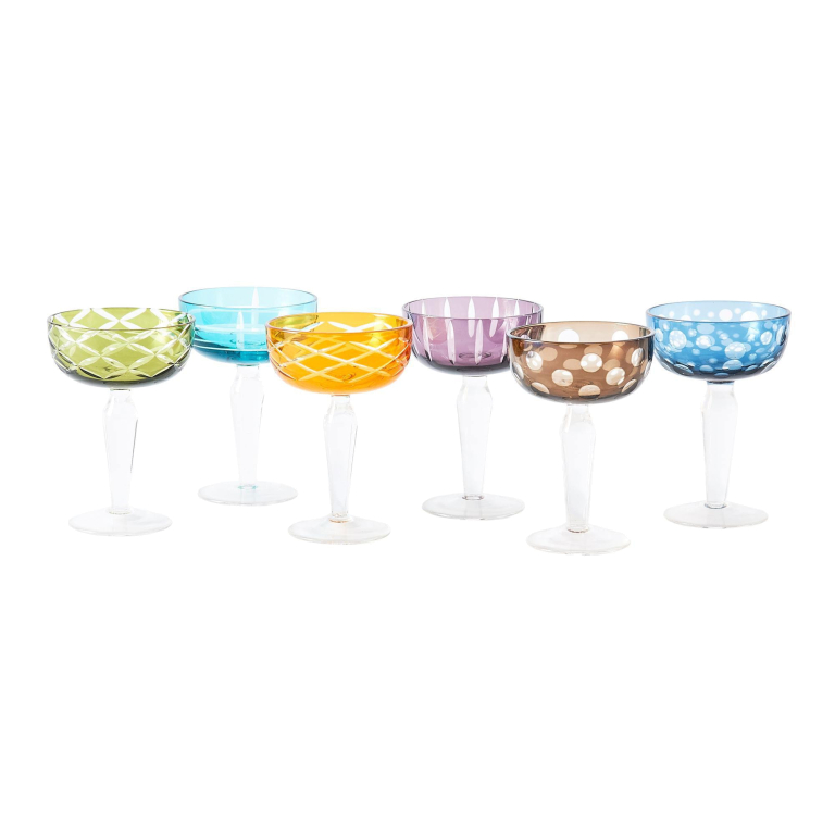 POLSPOTTEN Mulicolour Cuttings Coupe glazen set van 6