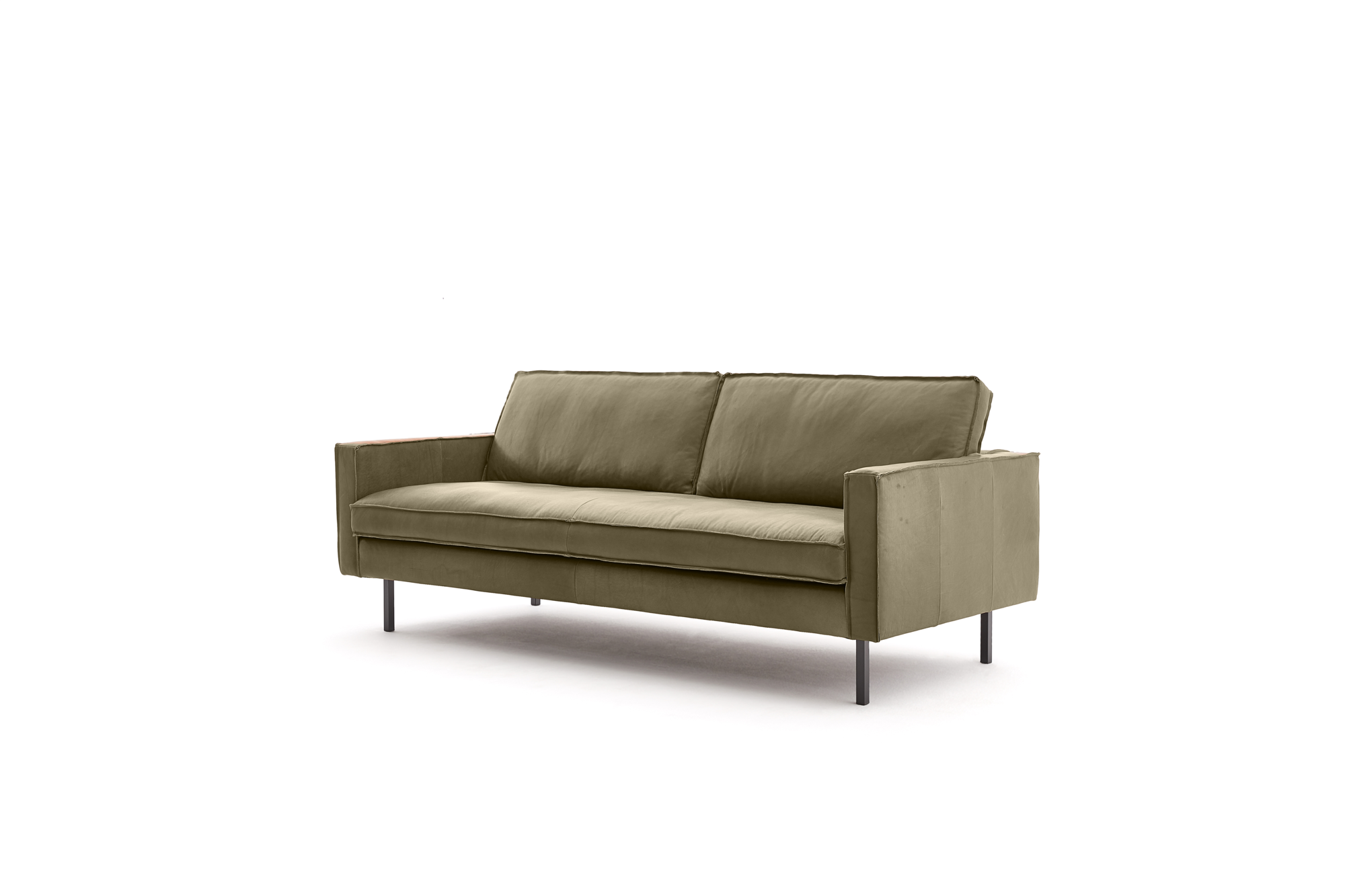 Loods 5 Design 3-zitsbank Slimm Leer Outside 3 Zits - 200 cm | PGC Sauvage Olive | Poten: Zwart