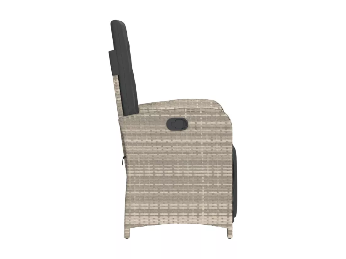 Chaise inclinable de jardin avec repose-pied gris clair rotin