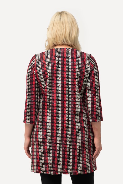 Longshirt, A-Linie, Tunika-Ausschnitt, 3/4-Arm