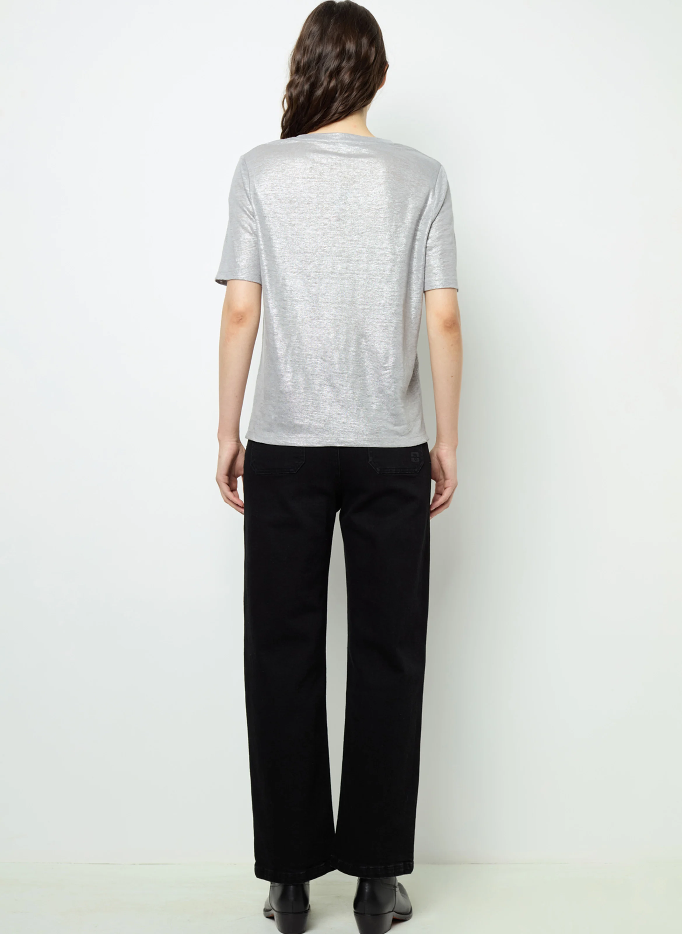 AIDA - Tee-shirt col rond en lin | Gris