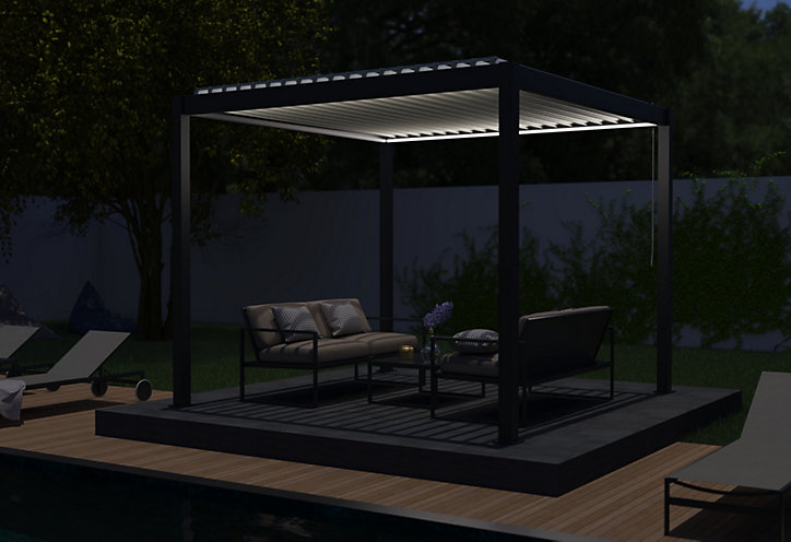 Eclairage d'extérieur 2 bandeaux LED Cameo dans profilé alu gris 7016S 3 m