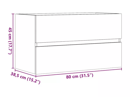 Armoire de salle de bain suspendue chêne artisanal 80x38,5x45cm