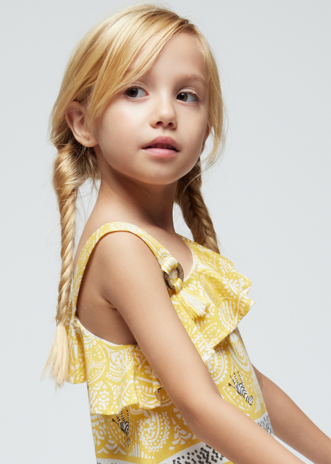 Vestido assimétrico Better Cotton para meninas, cor mel