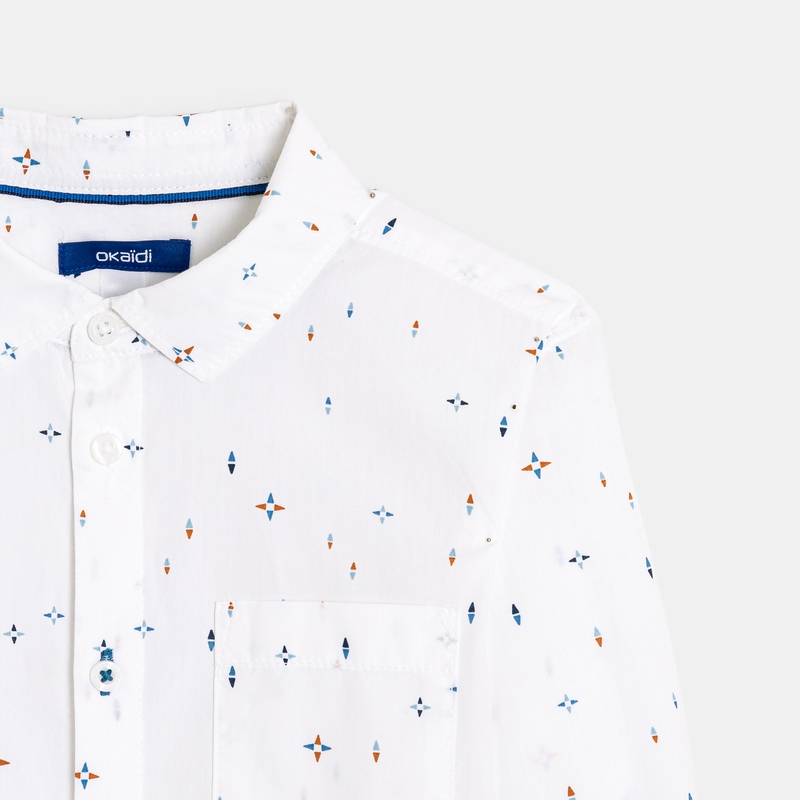 Chemise manches longues imprimée blanche garçon