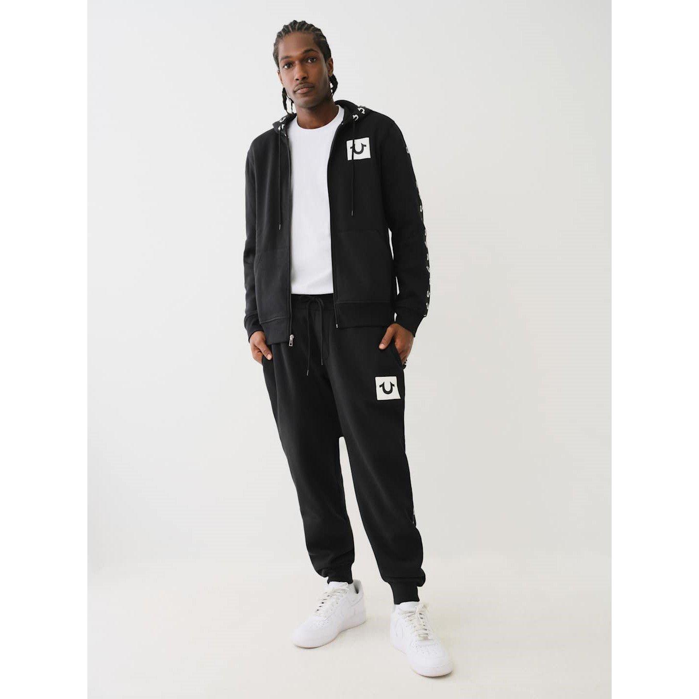 True Religion TR Logo Tape Trim Zip Hoodie Mens