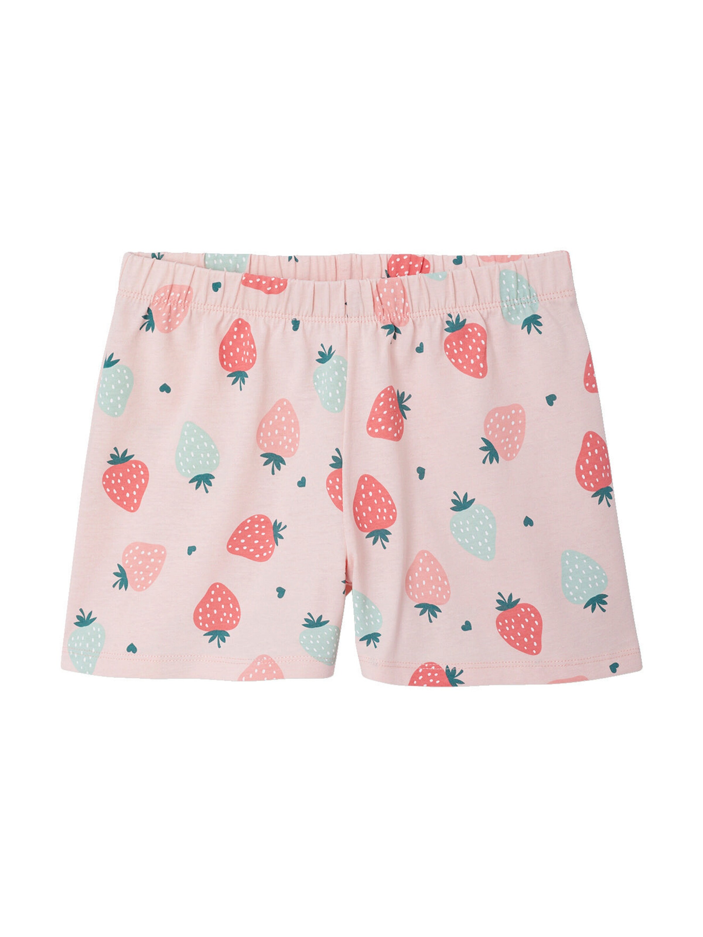Vertbaudet 2er-Pack kurze Mädchen Schlafanzüge mit Erdbeeren rosa