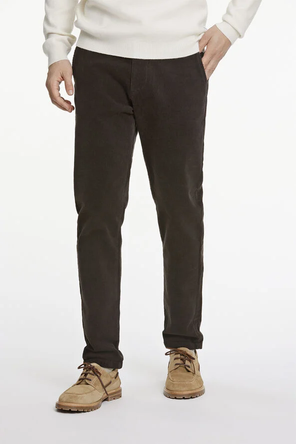Lindbergh Cropped corduroy pants Dk brown