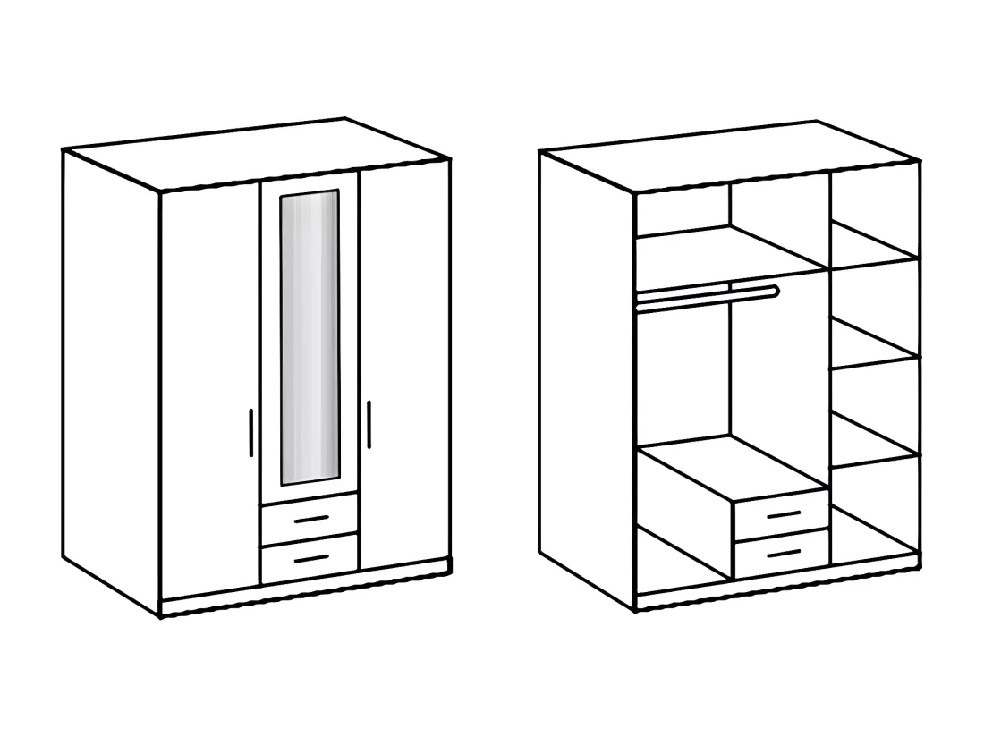 Armoire placard meuble de rangement 2 portes coloris graphite - L. 135 x H. 199 x P. 58 cm