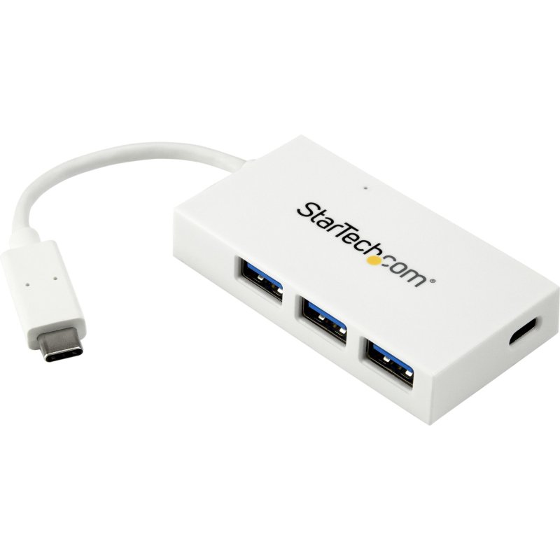 StarTech.com Hub USB-C à 4 Ports avec 1x USB-C & 3x USB-A SuperSpeed - Alimenté par Bus - Hub USB 3.0 Portable - USB 3.2 Gen 1 (5Gbps) Type-C - Blanc