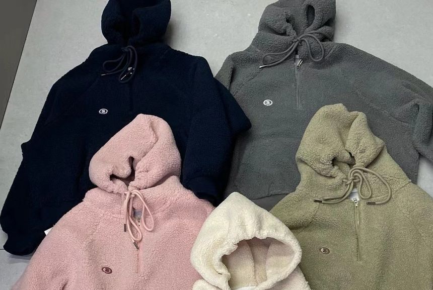 Cafamo - Hoodie met halve rits en imitatiebont