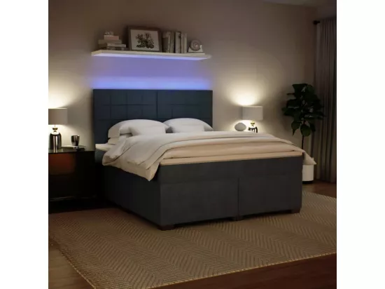 Sommier à lattes de lit et matelas Gris foncé 180x200cm Velours