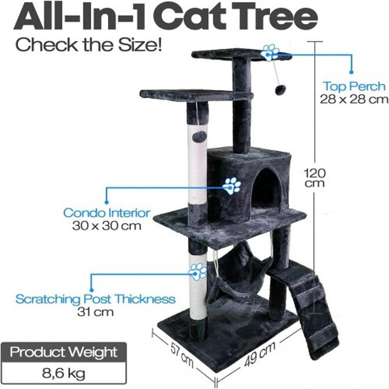Árvore para gatos Edipets de 4 níveis com rede, cinza