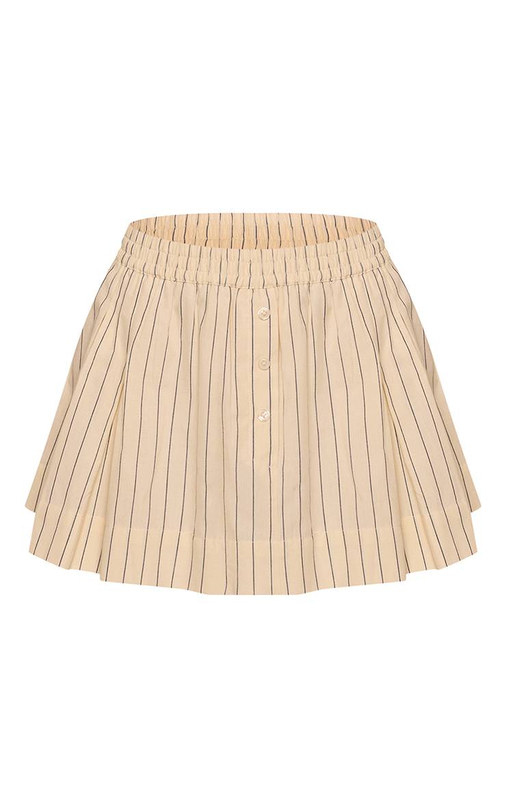 Jaune Ensemble Coordonné Jupe-short Rayée À Taille Élastiquée
