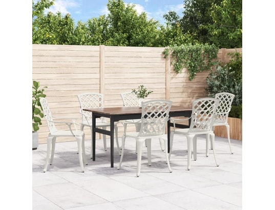 VIDAXL - Chaises de jardin lot de 6 fonte d'aluminium blanc