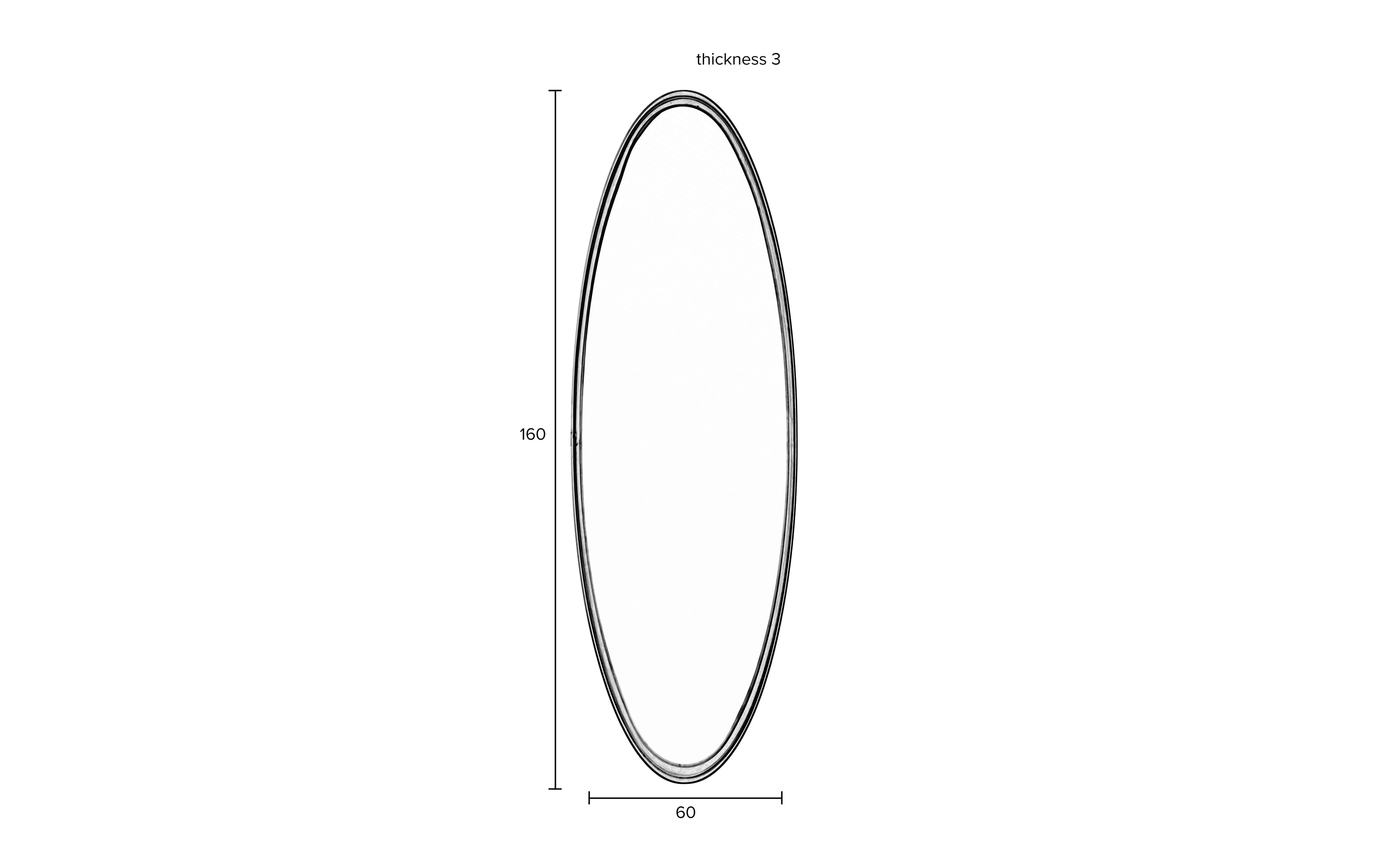 Spiegel Matz Oval M, Antik Messing, 60 x 160 cm