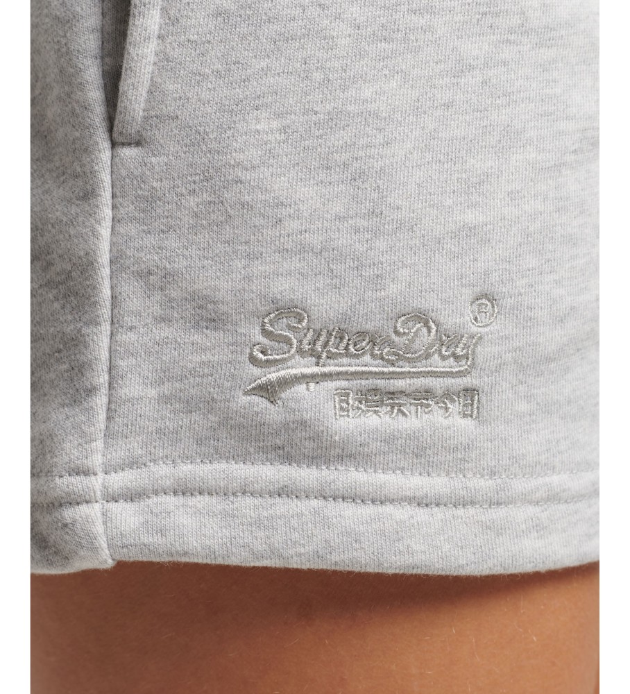 Shorts de malha cinza com logo bordado vintage da Superdry
