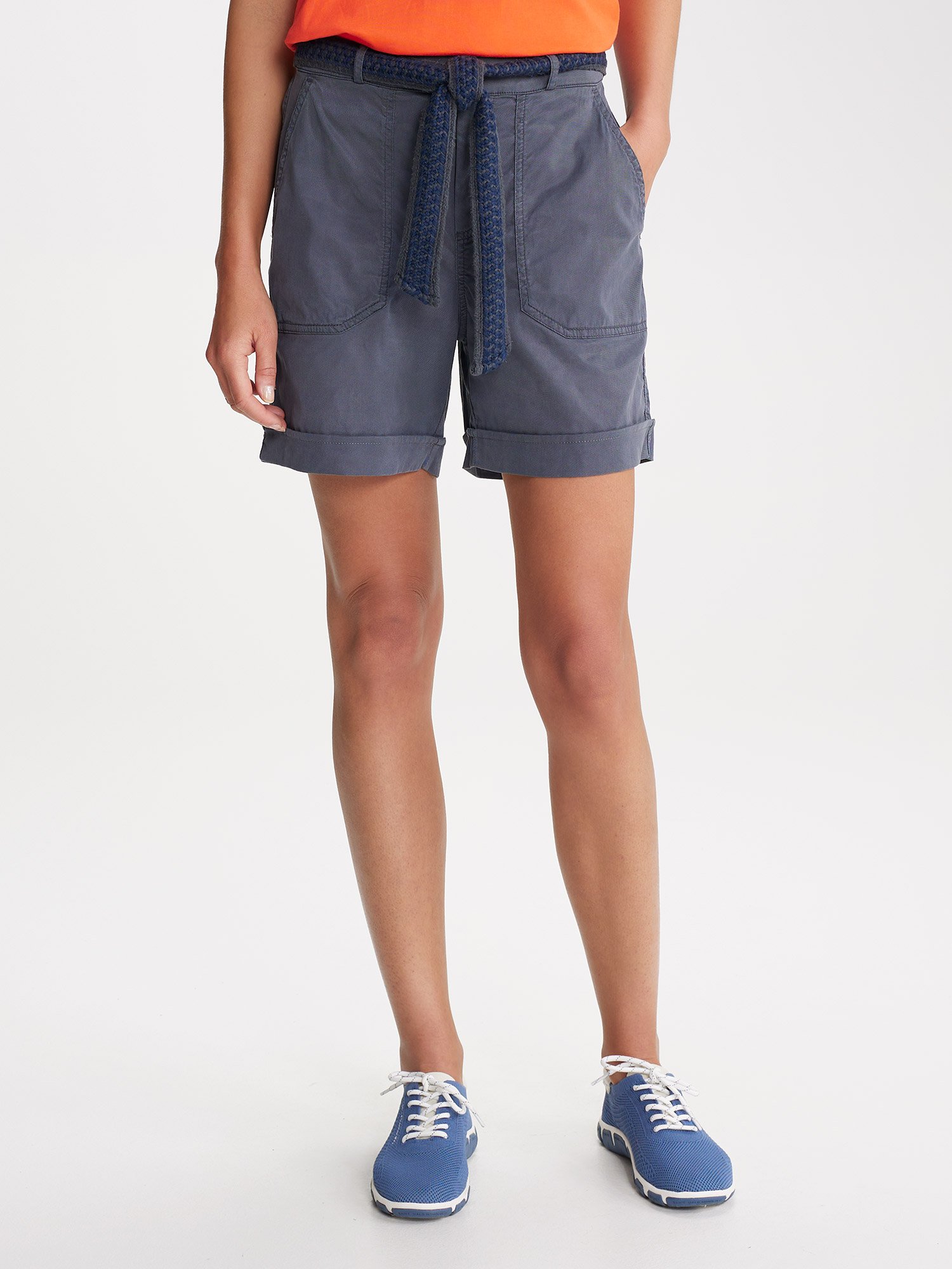 Short Femme Avec Ceinture Bleu