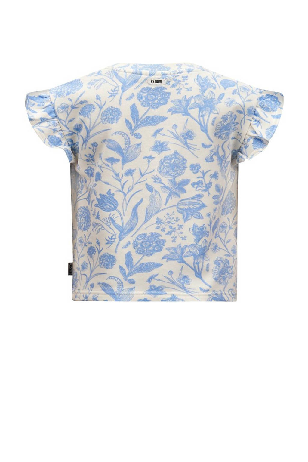 Retour Jeans gebloemd T-shirt Seige wit/blauw