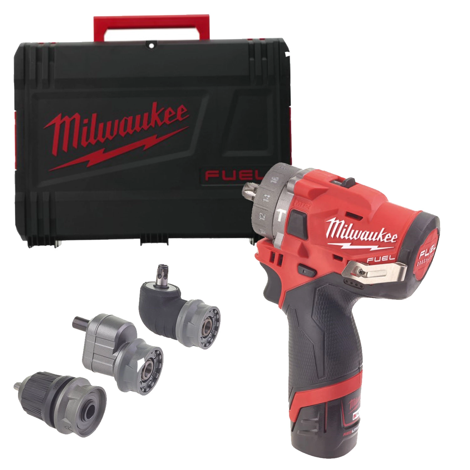 Milwaukee M12 FPDXKIT-202X 12V Li-Ion accu Boor-/schroefmachine incl. koppen set (2x 2.0Ah accu) in HD-Box - koolborstelloos