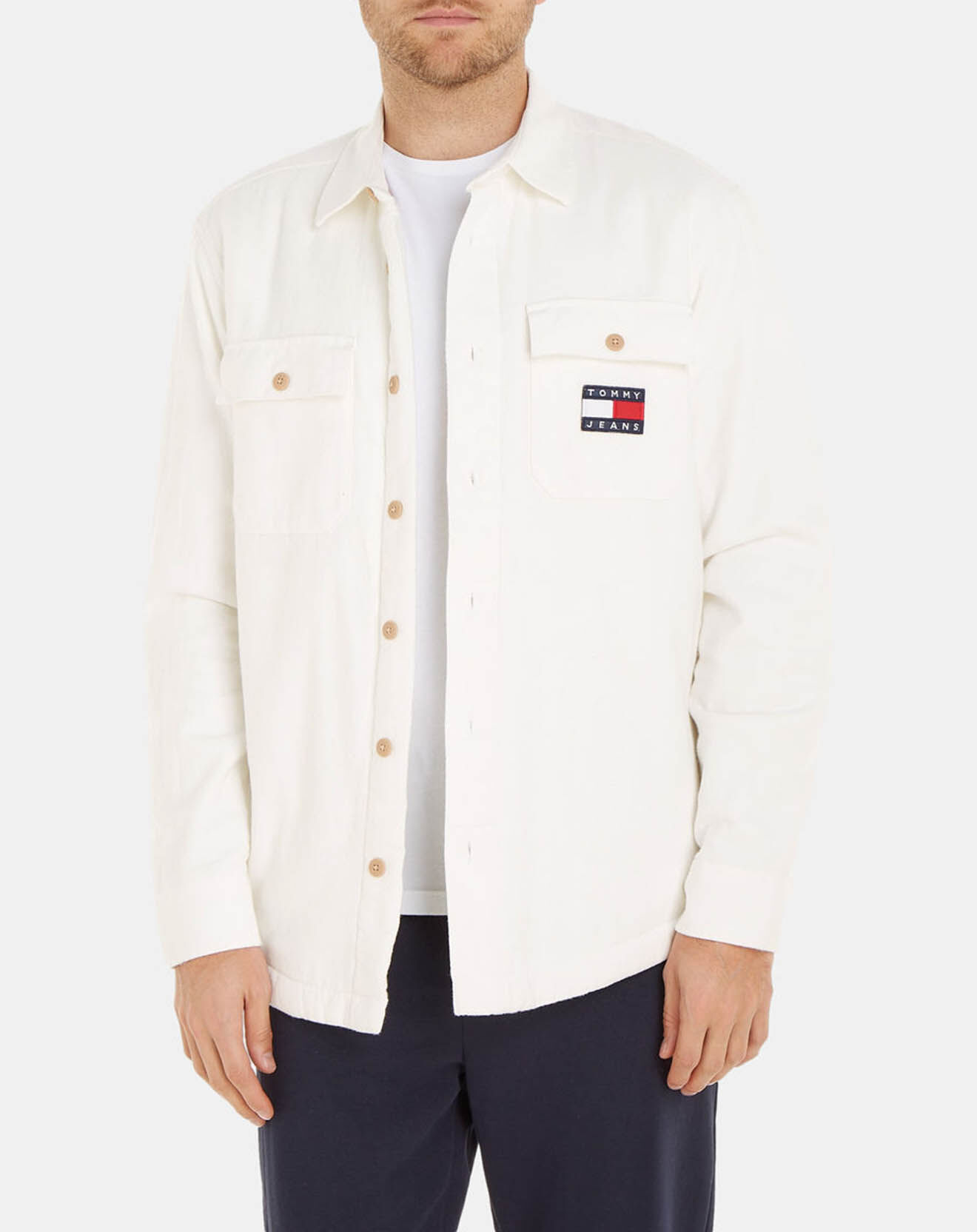 Tommy Jeans Surchemise ample 100% Coton Bio Lined écrue