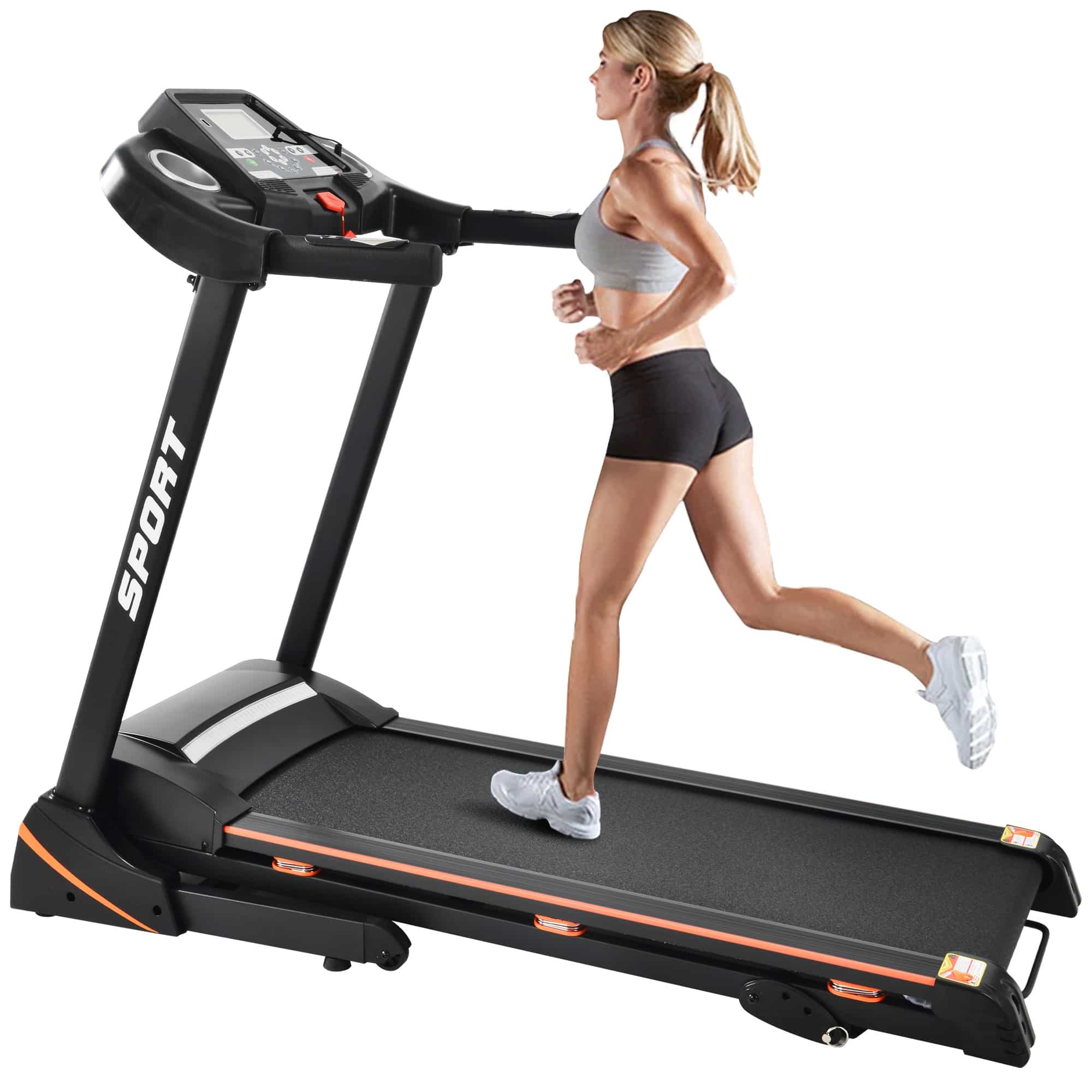 Esteira elétrica dobrável de 3,5 HP com inclinação média, motorizada, com tela LCD, para academia, suporta até 150 kg (330 lbs).