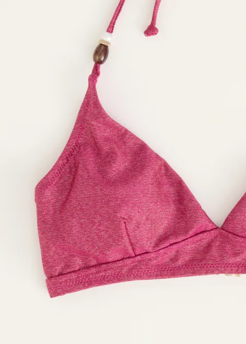 Triangel bikini top met glitter paars (FUCHSIA)