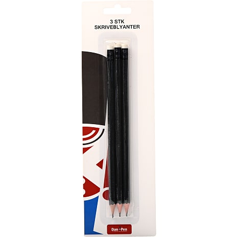 Danpen HB blyant m. viskelæder 3-pak