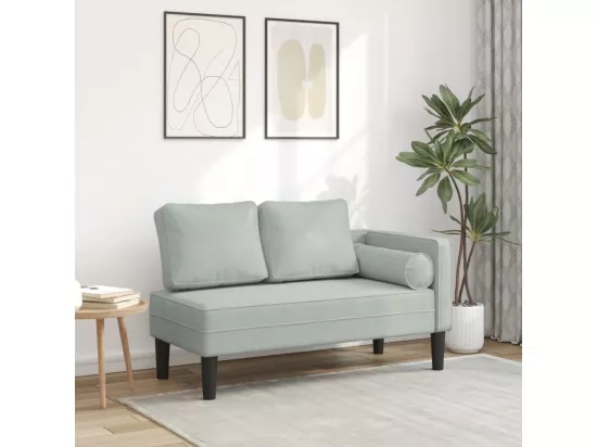 Prolenta Premium - Chaise longue avec coussins gris clair velours