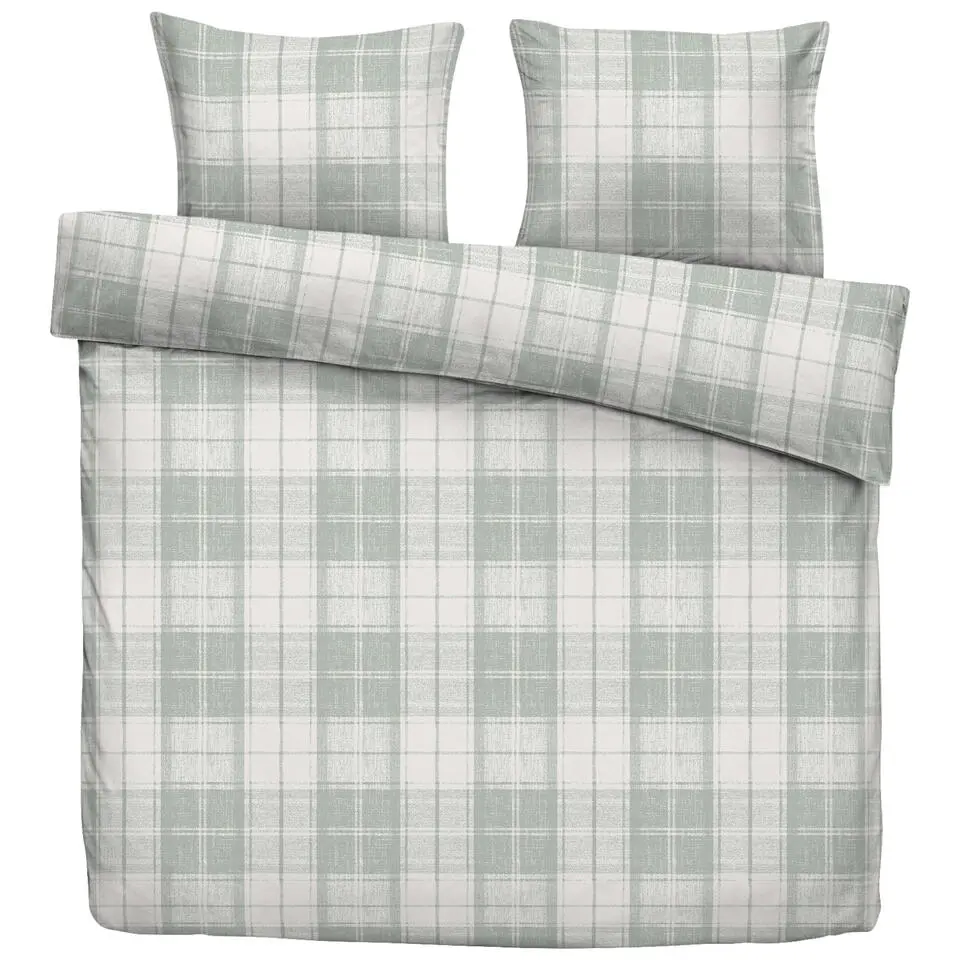 Dekbedovertrek Laurens - off-white/groen - 200x200/220 cm