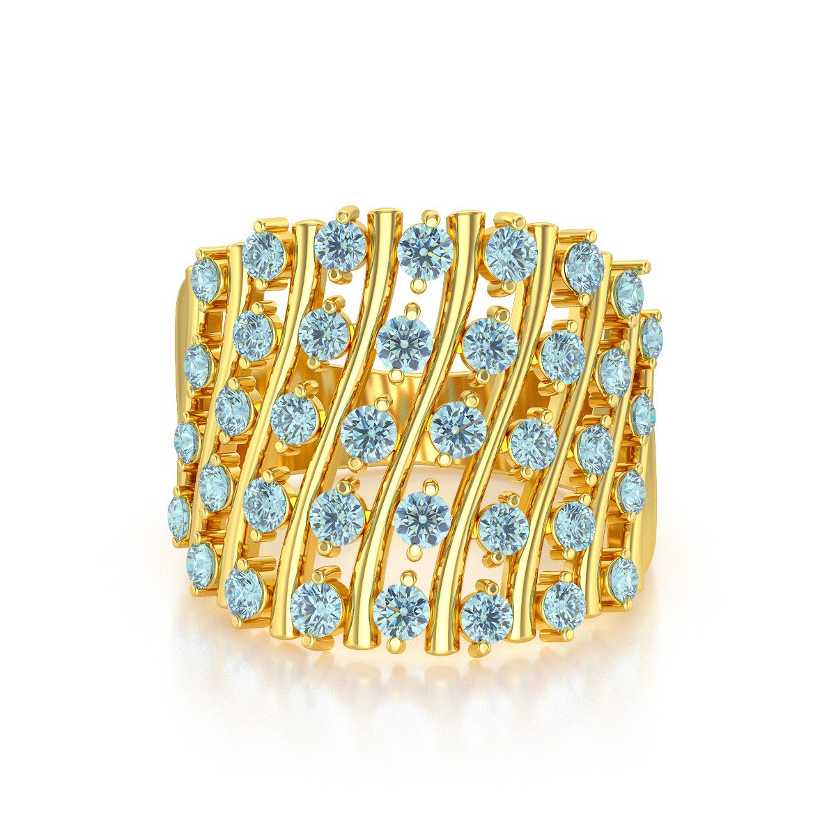Bague ADEN Or 585 Jaune Aigue-Marine 6.92grs