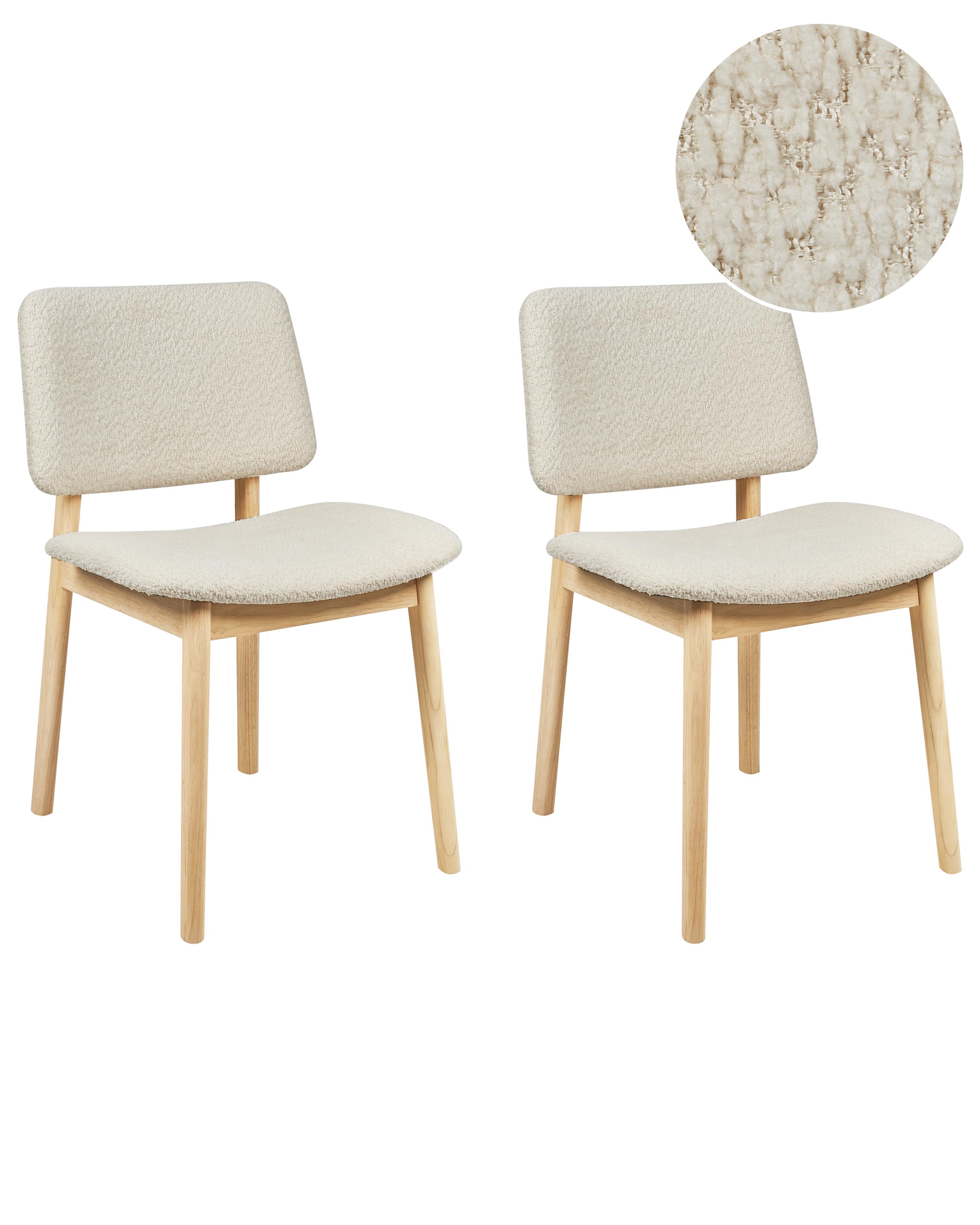 Set van 2 eetkamerstoelen BLANE Bouclé Lichtbruin/wit