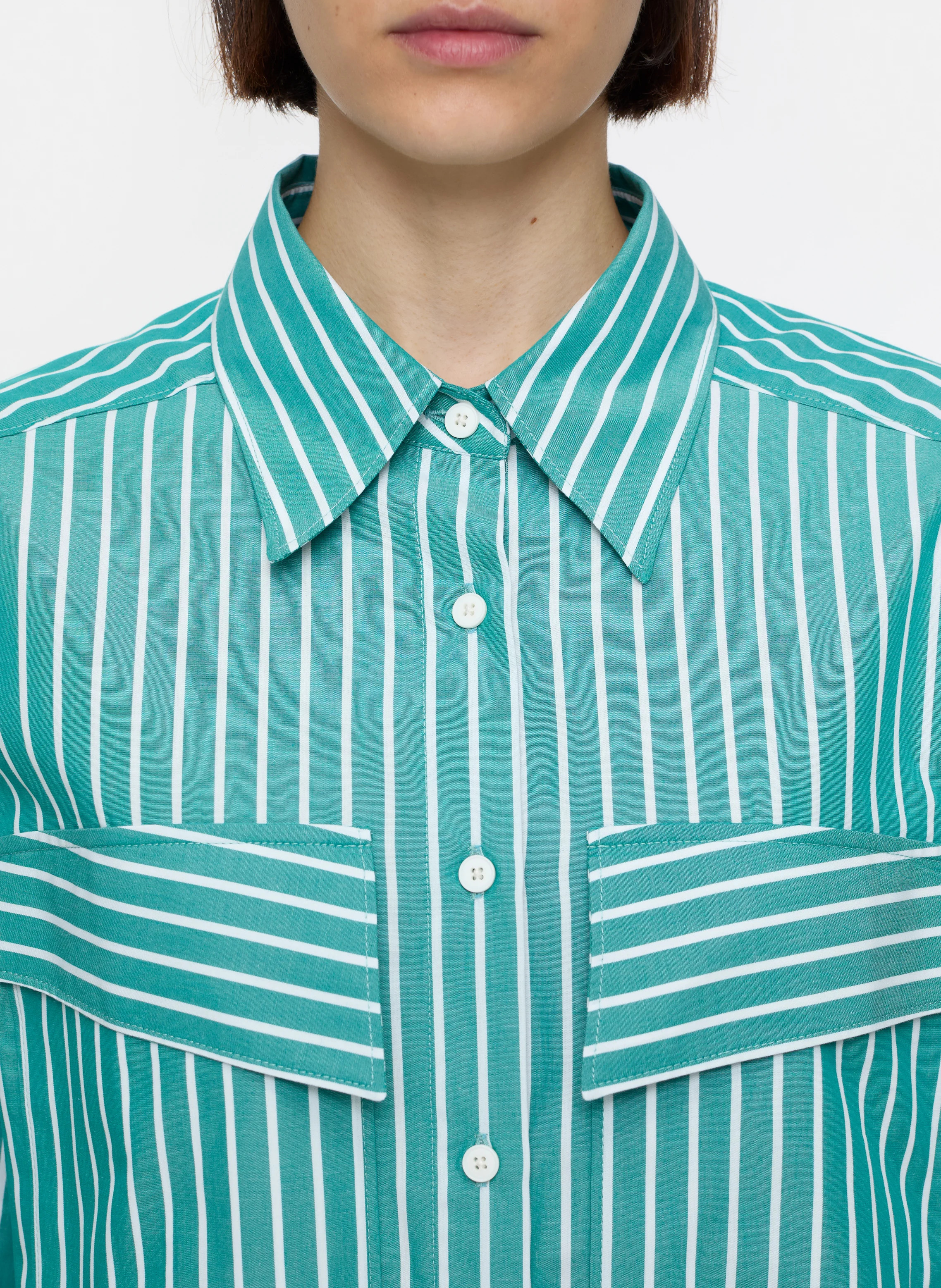 Chemise ample rayée en coton bio | Vert